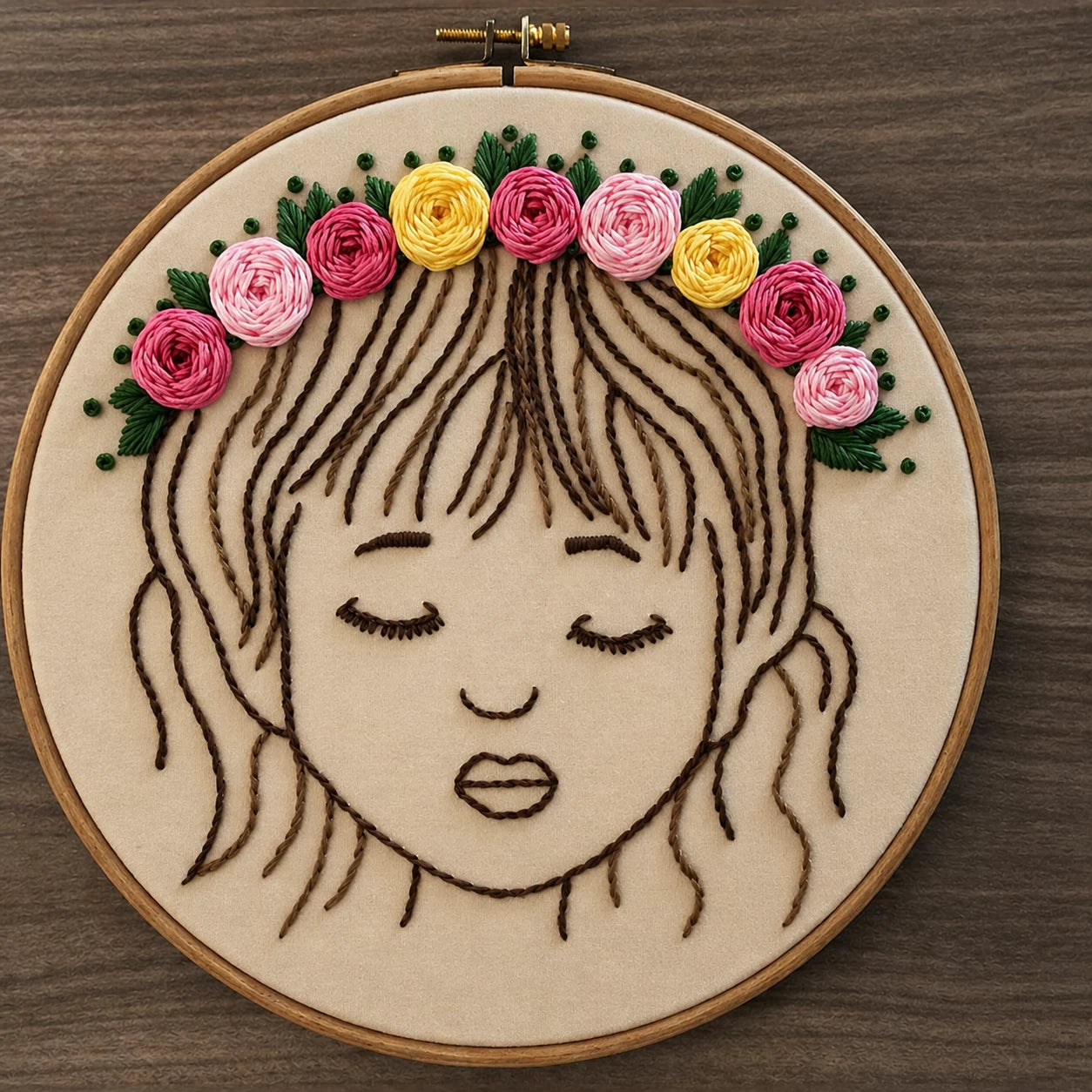 Embroidery kit -Floral girl