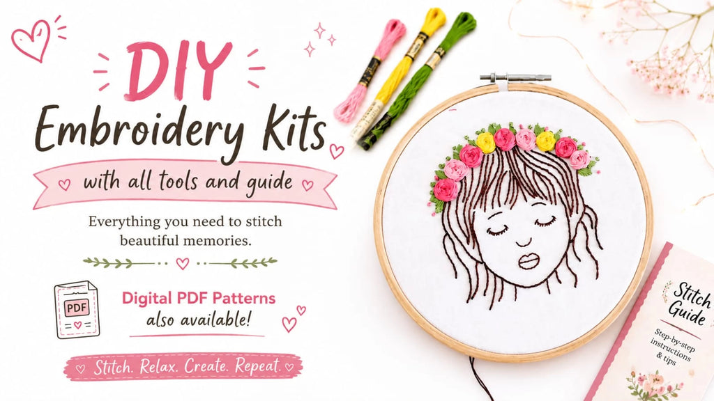 Embroidery kit -Floral girl