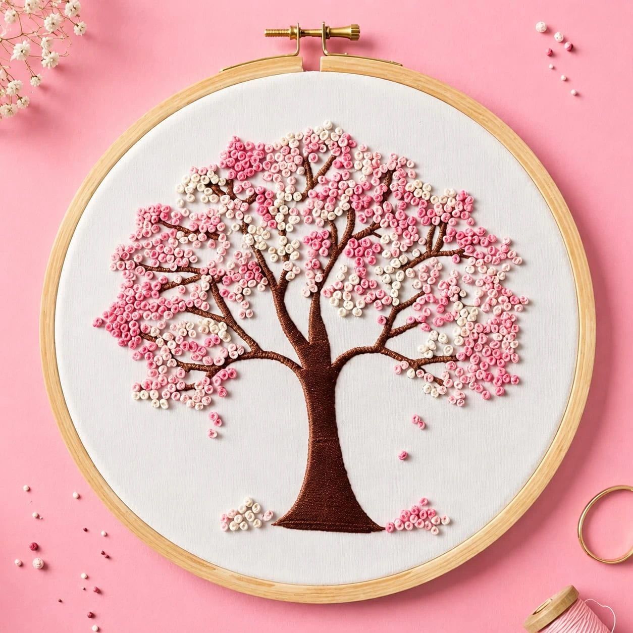 Cherry blossoms embroidery kit