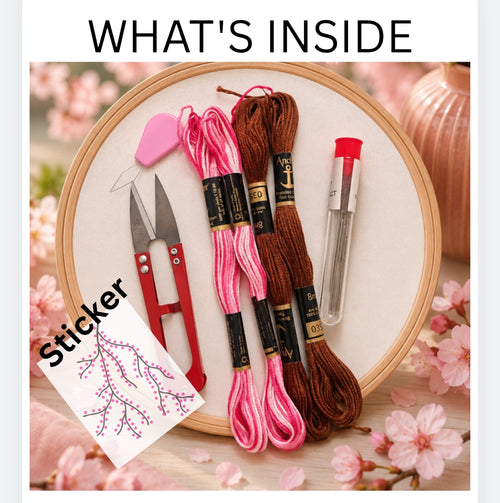 Cherry blossom sticker embroidery kit