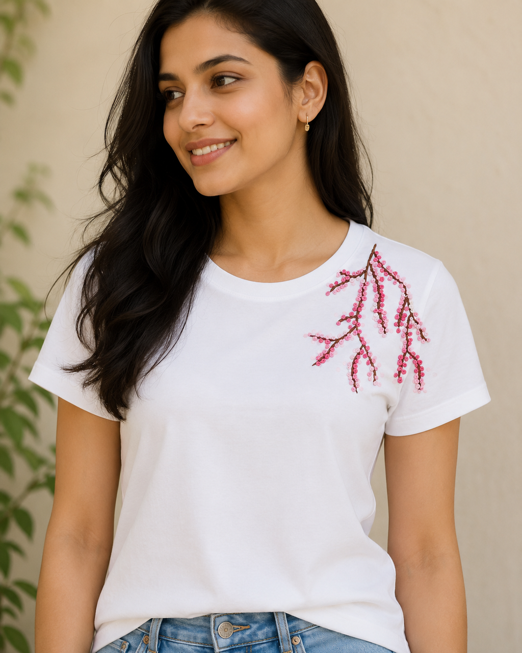 Cherry blossom sticker embroidery kit